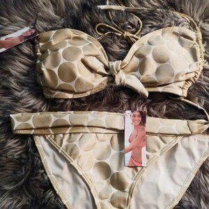 Xhilaration Gold and White Bikini Size S NWT